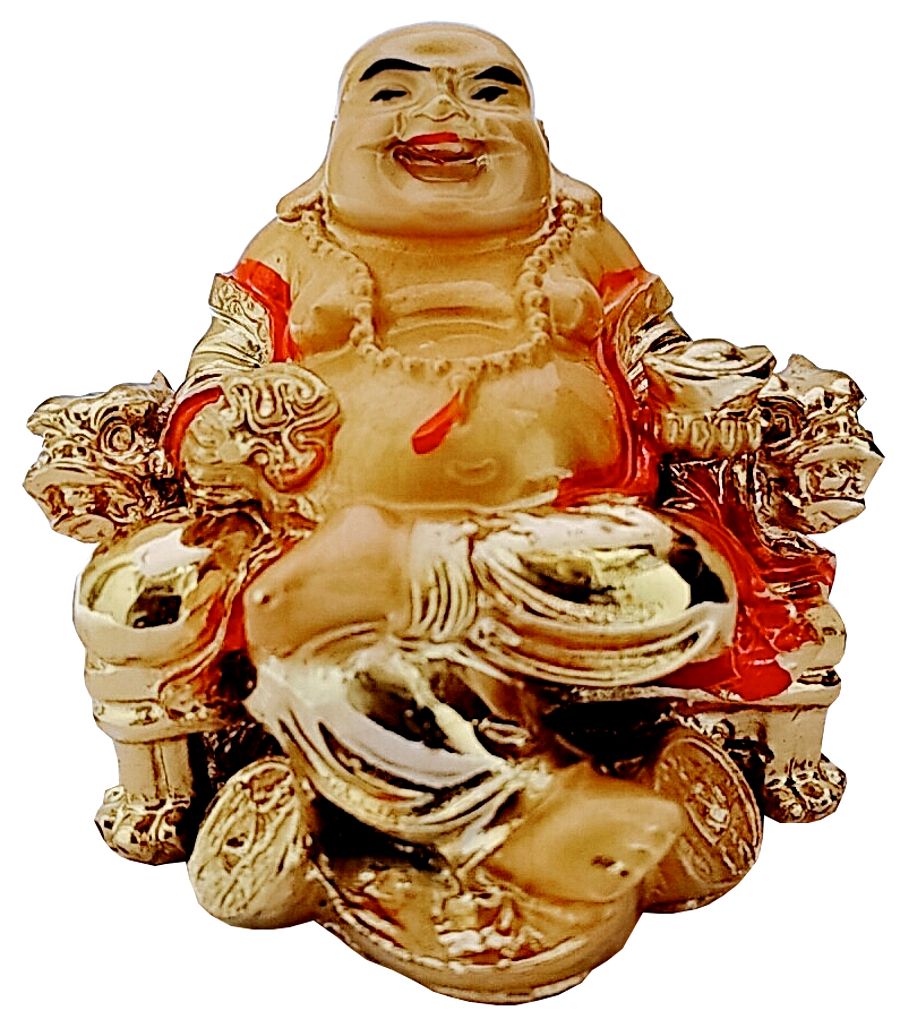 Resin Statue Laughing Buddha Good Luck Symbol for Wealth and