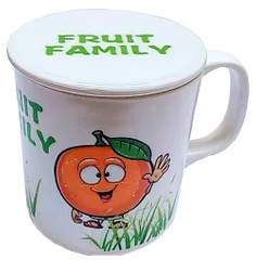 Children's Mug with Lid Cover: for Kids in Plastic Fun with Fruits (10723h)