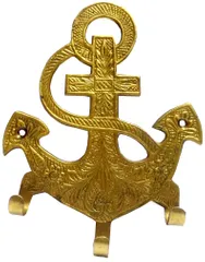 Brass Wall Hooks 'Pirate Anchor': Vintage Design Decorative Hanger (11823)