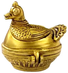 Brass Sindoor Box: Peacock Design Temple Kumkum Holder (11845)