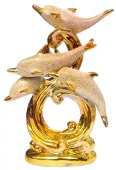 Resin Showpiece 'Leaping Dolphins': Vastu Fengshui Lucky Fish (11859)