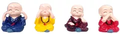 Resin Statues 'Life Lessons': Four Baby Laughing Buddha Monks (11866)