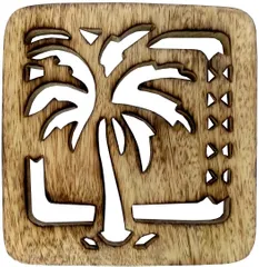 Wooden Trivet 'Palm Tree': Coaster Hot Pad Mat for Dining Table, Kitchen (11880)