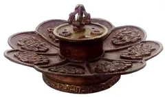 Brass Incense Holder: Buddhist Tibetan Holy Symbols for Prayer or Meditation (11889)