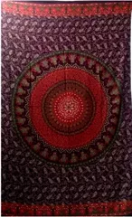 Cotton Mix Body Wrap 'Mandala': Bohemian Tapestry Bed Cover Beach Throw (20049)
