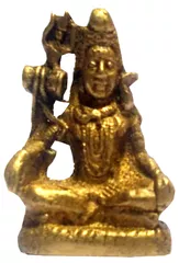 Rare Miniature Brass Idol Mahadev Siva, Destroyer Of Evils: Unique Collectible Gold Finish Statue (11905)
