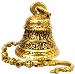 Temple Hanging Bell Lord Vishnu's Dashavatara : Rare Collection Brass Scultpure with Magnificent Carving & Deep Sound (11979)