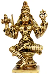 Brass Idol Mariamma Shakthi Devi: Small Statue of Goddess Arulmigu Mariamman (12075)