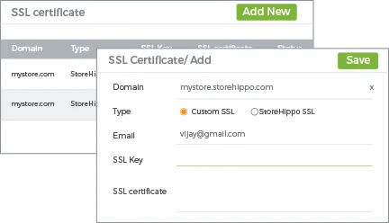 Option to upload your own custom SSL certificate