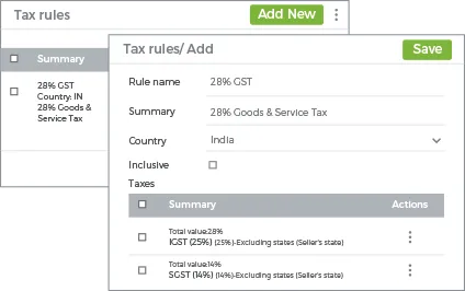 StoreHippo's inbuilt tax-engine with full support for automatic GST tax calculations.