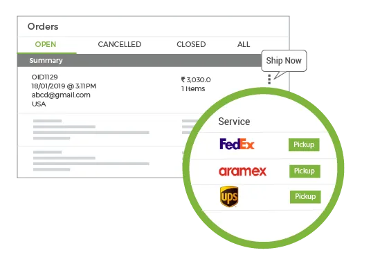 Order management module of StoreHippo with integrated shipping solutions using various shipping partners.