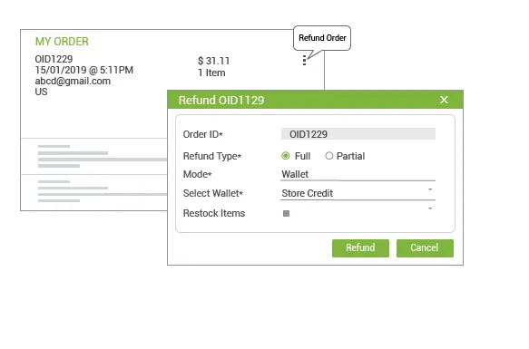 Refund management module of StoreHippo powered order management system.