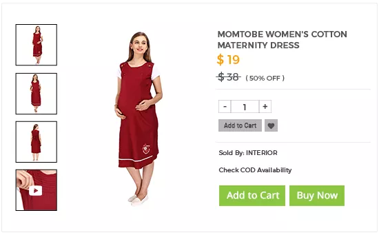 Product page of an online maternity wear store built using StoreHippo ecommerce platform.
