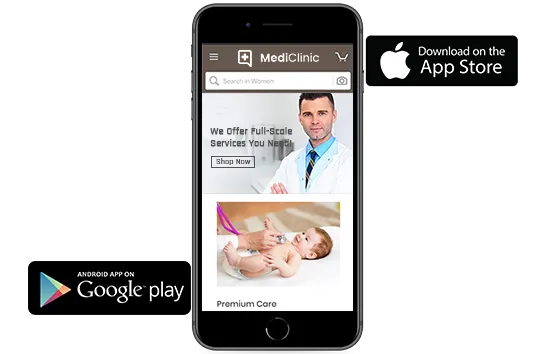 Android and iOS mobile apps for an online medical and healthcare services portal, built using StoreHippo ecommerce platform.