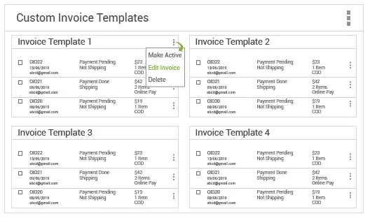 StoreHippo's inbuilt invoicing & billing software with built in & custom invoice templates.
