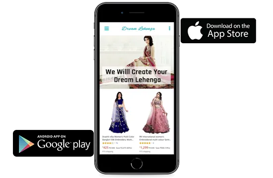 StoreHippo ecommerce platform helps in building Android and iOS mobile apps for lehenga ecommerce store.