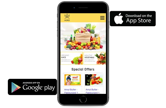 StoreHippo ecommerce platform helps in building Android and iOS mobile apps for online grocery store.