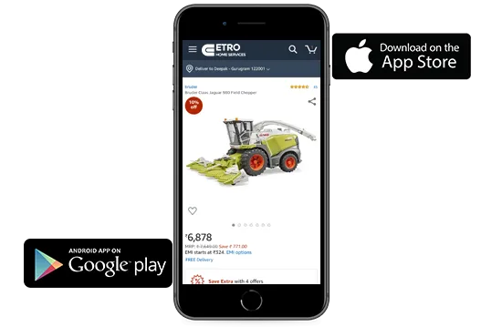 Android and iOS mobile apps for online agriculture machinery store built using StoreHippo ecommerce platform.