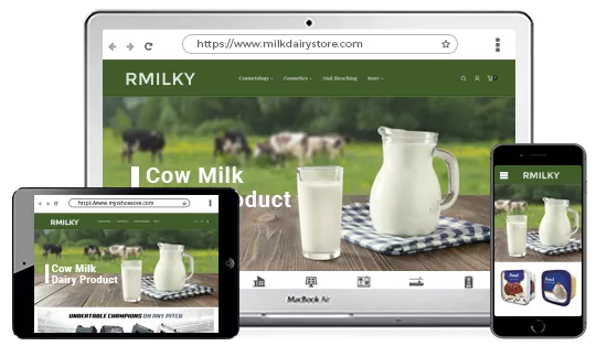 Multi-device optimised online dairy products store designed using 100+ proffessional themes offered by StoreHippo