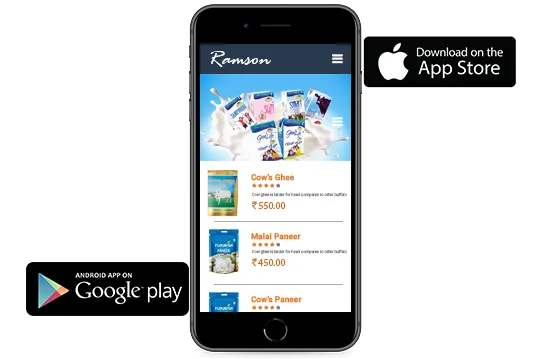 Android and iOS mobile apps for online dairy products store built using StoreHippo ecommerce platform.