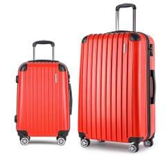 Set of 2 Hard Shell Travel Luggage with TSA Lock - Red