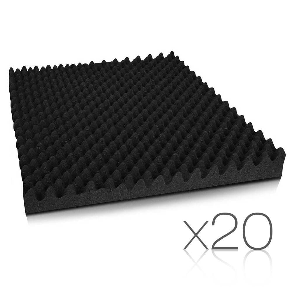Set of 20 Self Adhesive Studio Eggshell Acoustic Foam Black 50 x 50cm