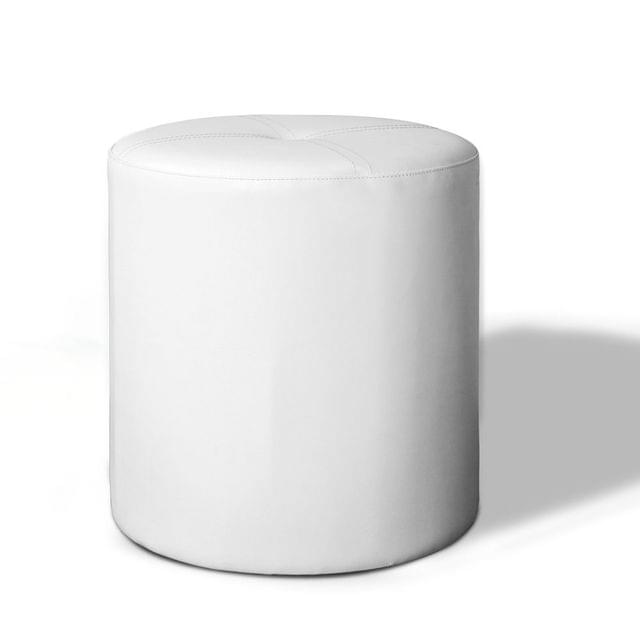 PVC Leather Round Ottoman White