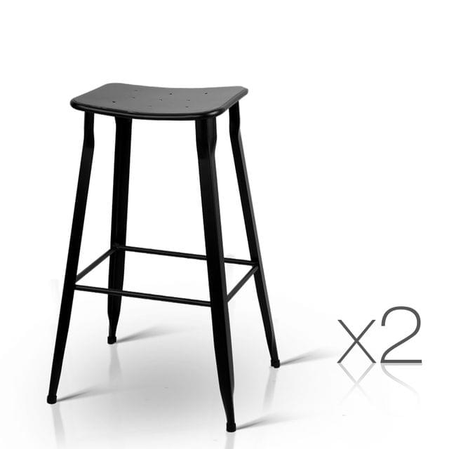 Set of 2 Industrial Bar Stools Black