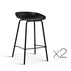 Set of 2 Bar Stools with PP Plastic Seat Black