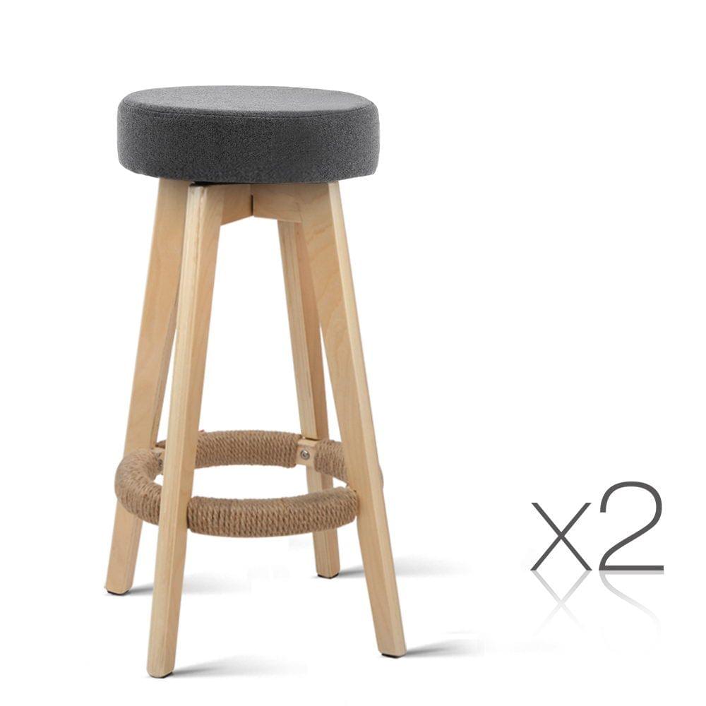 Set of 2 Fabric Bar Stools Grey