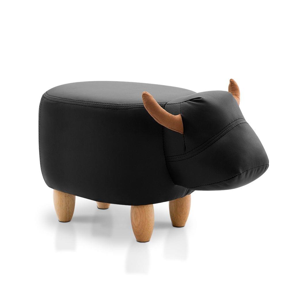 Kids Cow Animal Stool Black