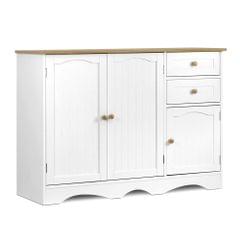 Kitchen Storage Buffet with Shelf - White and Light Brown