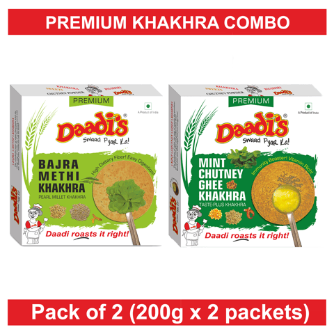Premium Khakhra 200g (Pack Of 2) (Bajra Methi, Ghee Chutney Mint)