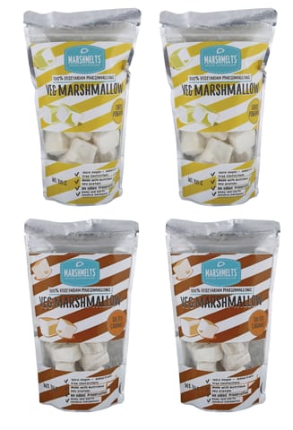 Cheese Pineapple - 2 Packs, Salted Caramel - 2 Packs Marshmallow - 100g x 4 Packs - Veg Marshmelts Marshmallow