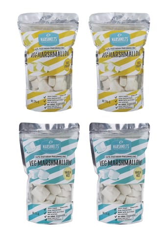 Cheese Pineapple - 2 Packs , Vanilla Mist - 2 Packs Marshmallow - 175g x 4 Packs - Veg Marshmelts Marshmallow