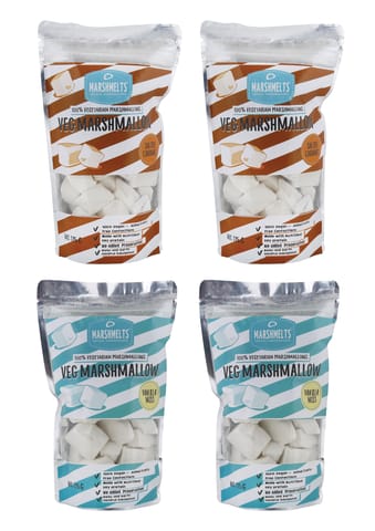 Salted Caramel - 2 Packs , Vanilla Mist - 2 Packs Marshmallow - 175g x 4 Packs - Veg Marshmelts Marshmallow
