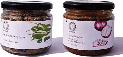 Chopped Green Chilli Pickle And Onion Pickle Combo