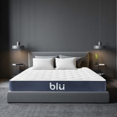 (QUEEN) Milano Blu Mattress Hybrid Memory Foam Bonnell Spring Design Medium Firm 23cm - White  Blue