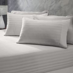 (DOUBLE)Royal Comfort 1200 Thread Count 3 Piece Combo Set 100% Egyptian Cotton Striped  Silver