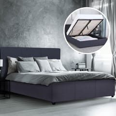 Milano Luxury Gas Lift Bed Frame Base And Headboard With Storage All Sizes - Single - Charcoal