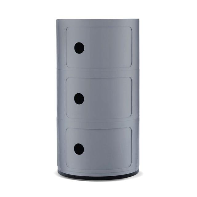 3 Draw Retro Style Cylinder Tower Storage Drawer Organiser Cabinet Unit Silver