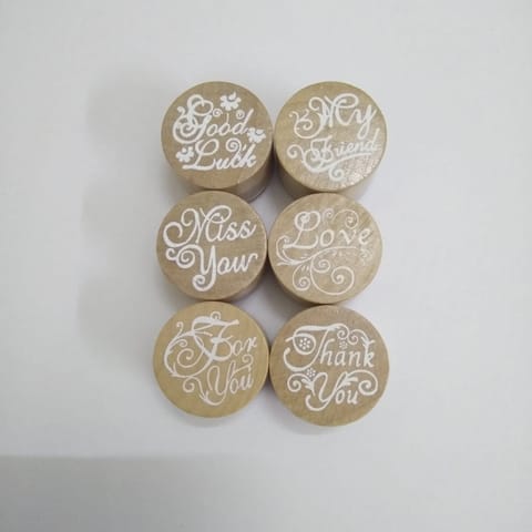 Wooden Block Stamp Round -Sentiment combo of 6 Design Wooden Block Stamp Round -Sentiment combo of 6 Design