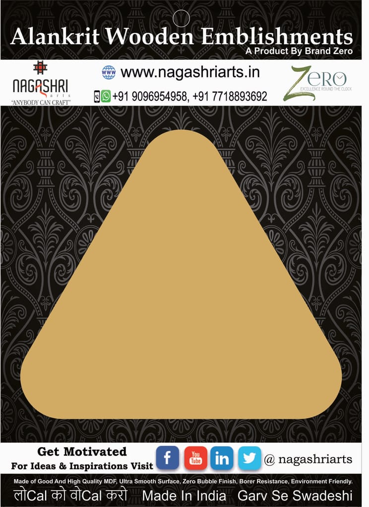Brand Zero MDF Triangle Plaques Round Corner - Select Your Preference Of Size & Thickness