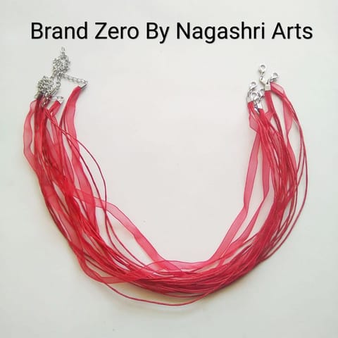 Brand Zero Organza Ribbon Necklace Cords For Jewellery Making - Red - Pack Of 5 pc