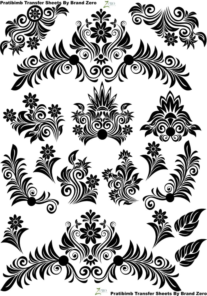 Brand Zero Pratibimb Transfer Sheets - Swirly Floral