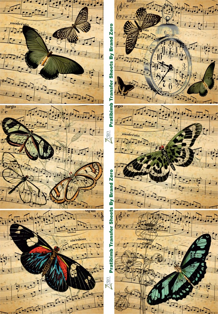 Brand Zero Pratibimb Transfer Sheets - Vintage Butterfly