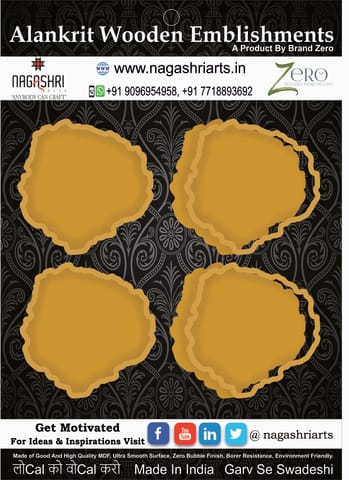 Brand Zero MDF Agata Geode Coaster Design 1 With Frame - Pack of 4 Pcs - 5mm Thickness