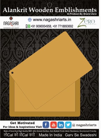 Brand Zero MDF Rectangle Sharp Shagun Envelope - 5.5 Inches By 3.5 Inches