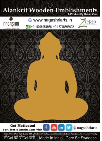 Brand Zero MDF Emblishment Meditation Buddha Design 15 - Select Your Preference Of Size & Thickness