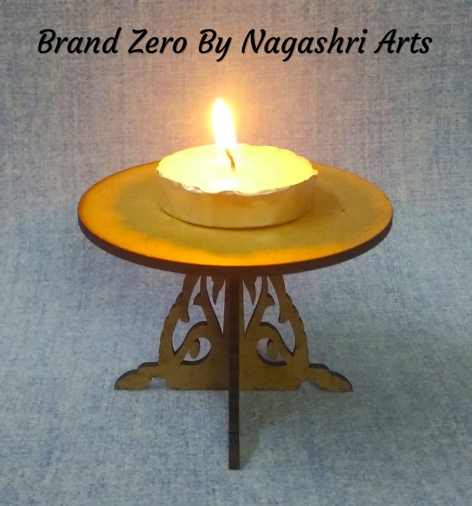 Brand Zero MDF Tea Light Candle Holder - 2 Inches Height & 3 Inches Diameter